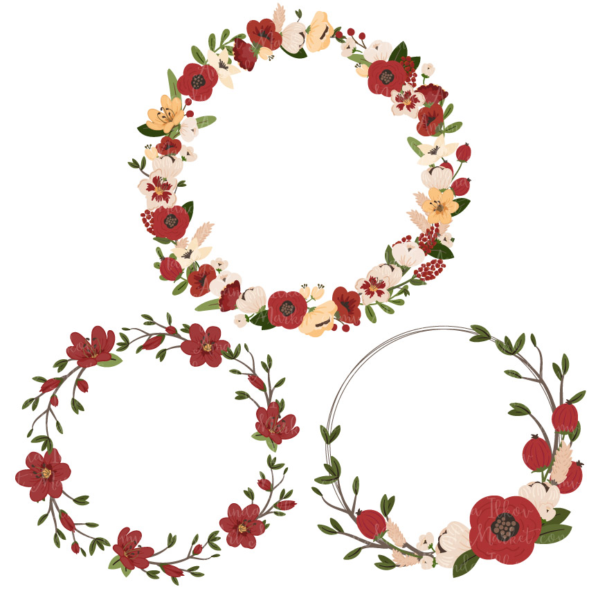 Download Christmas Jenny Pretty Floral Wreath Clipart & Vectors