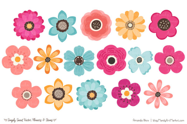 Download Free Summer Flowers Clipart & Vectors - Mandy Art Market