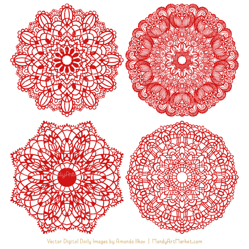 Download Red Round Lace Doily Vectors