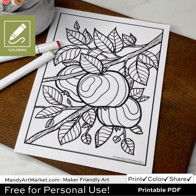 Apple Branch Coloring Sheet Blank Preview
