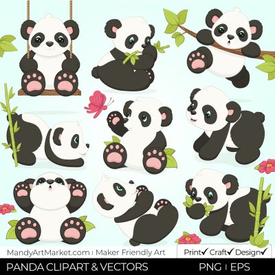 Free Playful Pandas Clipart - Cover Image 1